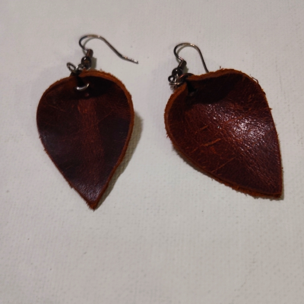 Leather Leaf Earrings